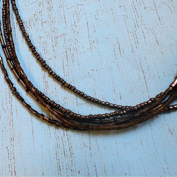 Lia Sophia Brown Shell And Brown Beaded Necklaces Set of 2 - Picture 3 of 4